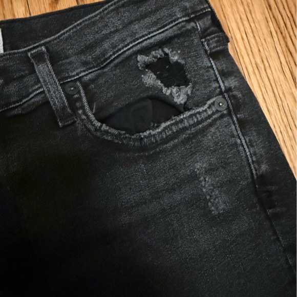 Agolde Sophie High Rise Crop Jeans Black Distressed Hem 31 - Picture 7 of 8